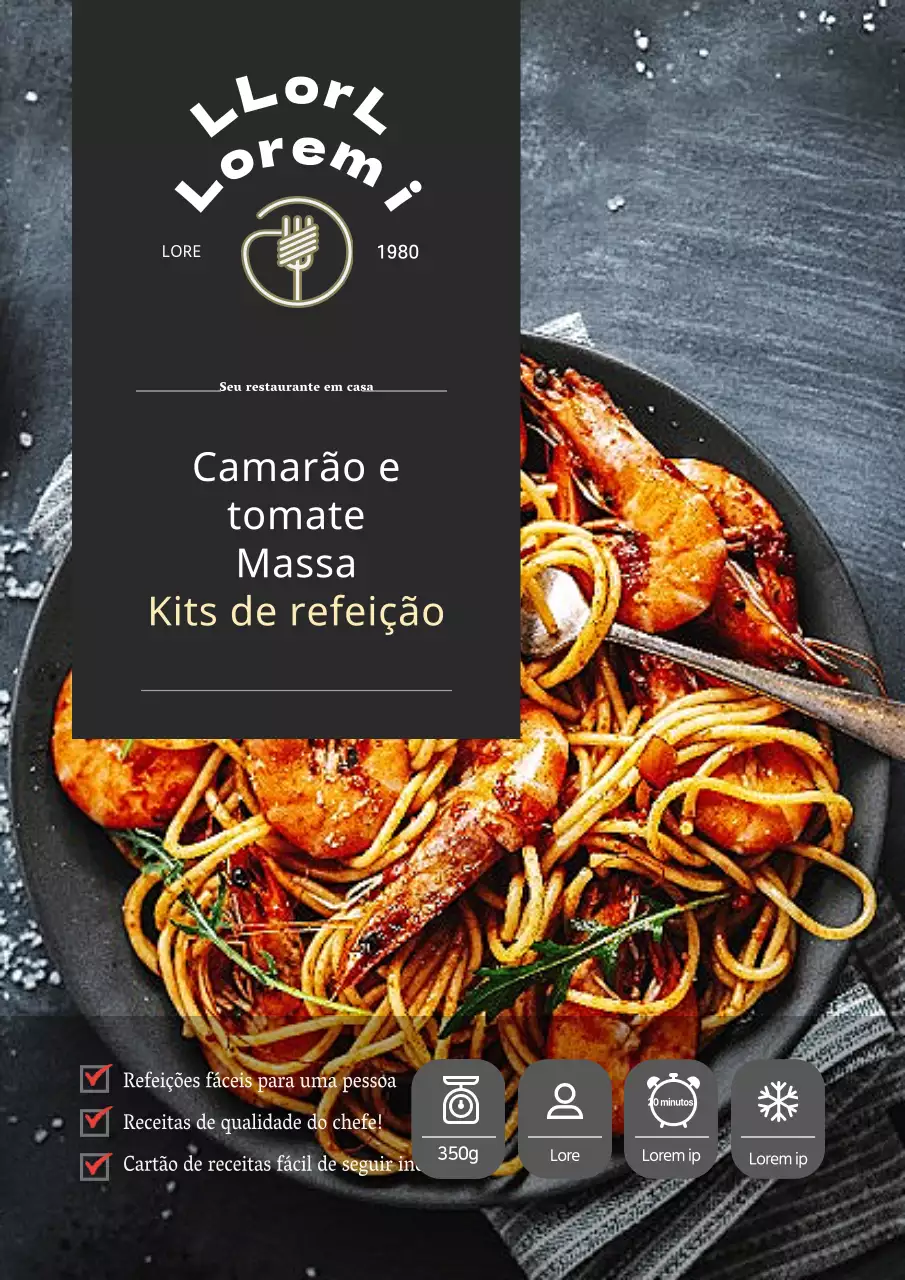 Conceção de etiquetas para kits de refeições de massas para restaurantes