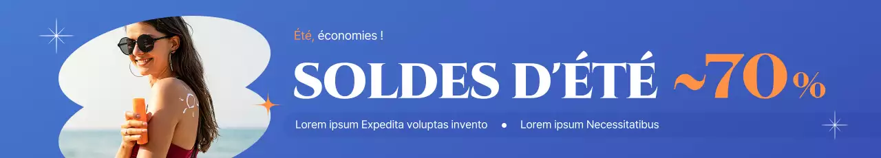 Vente de vêtements décontractés avec un portrait sur fond bleu