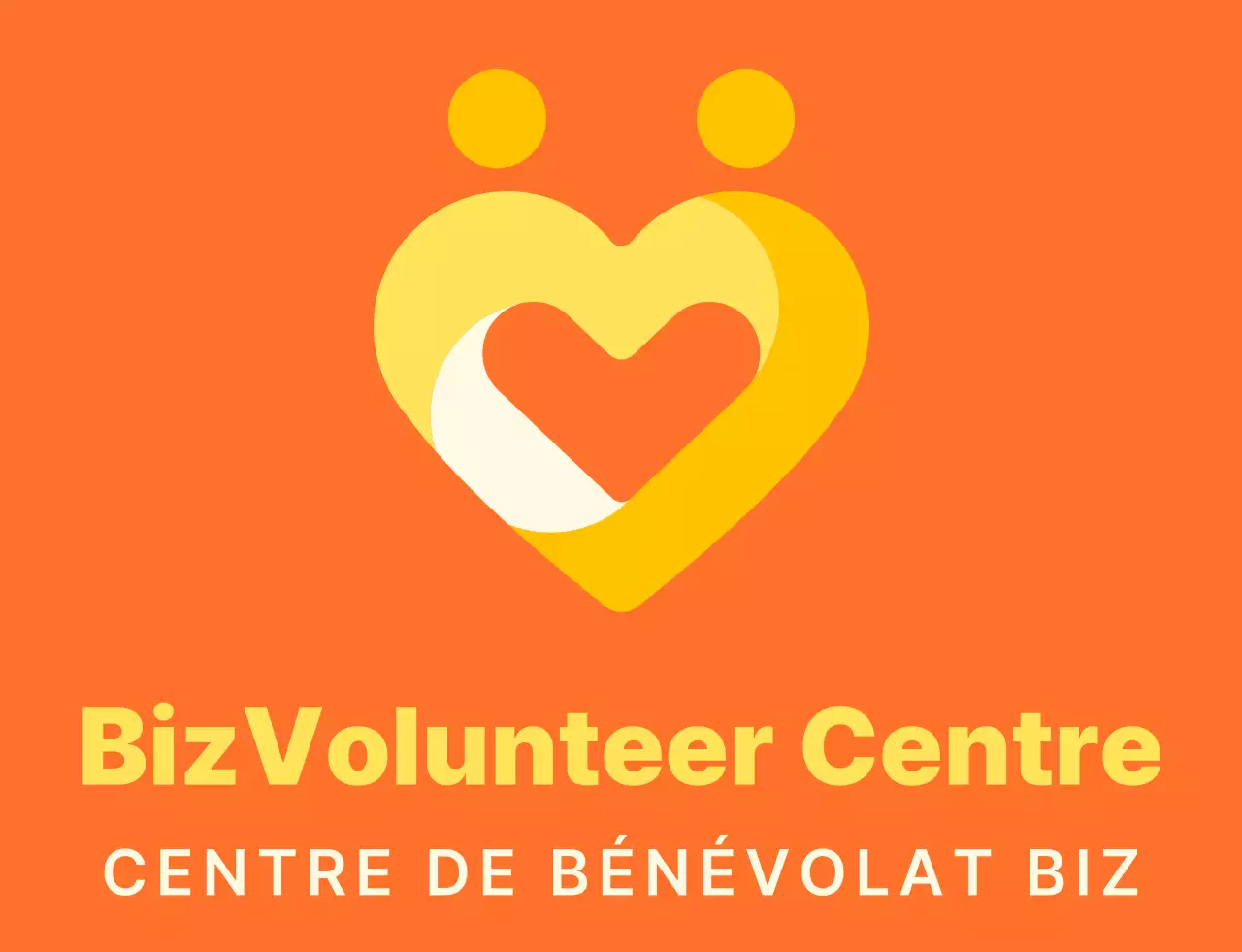 Logo simple en forme de cœur dans les tons orange et jaune vif Organisation centrale de sensibilisation
