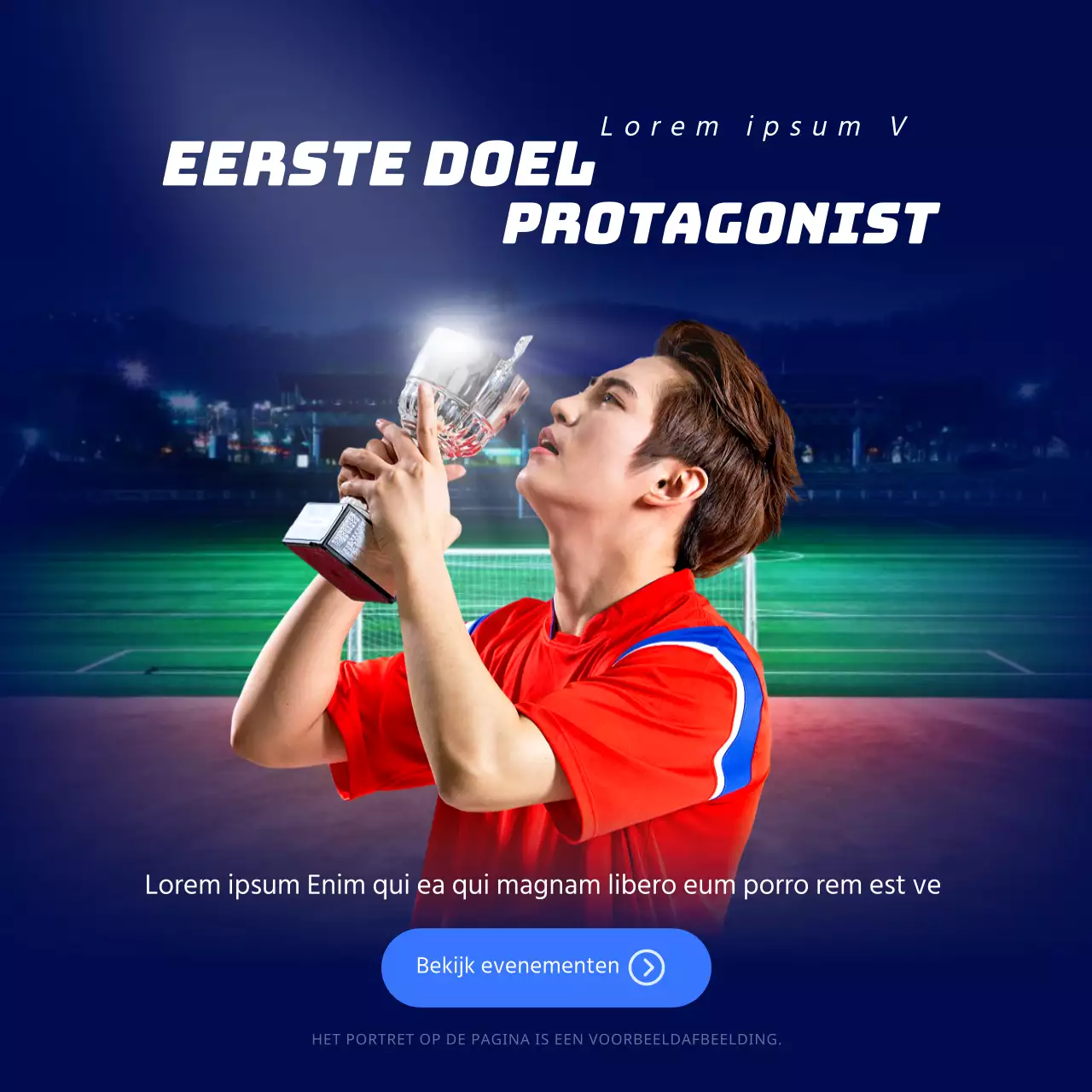 Raad het blauwe en rode eerste doelpunt evenement