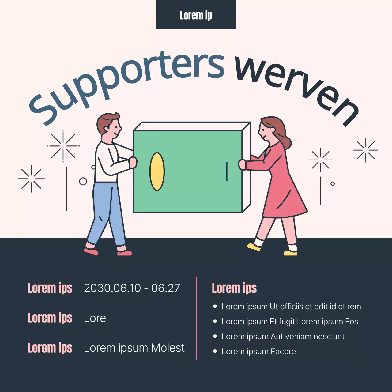 Roze blauwe pastel illustratie uitgever Werving van supporters Publiciteit