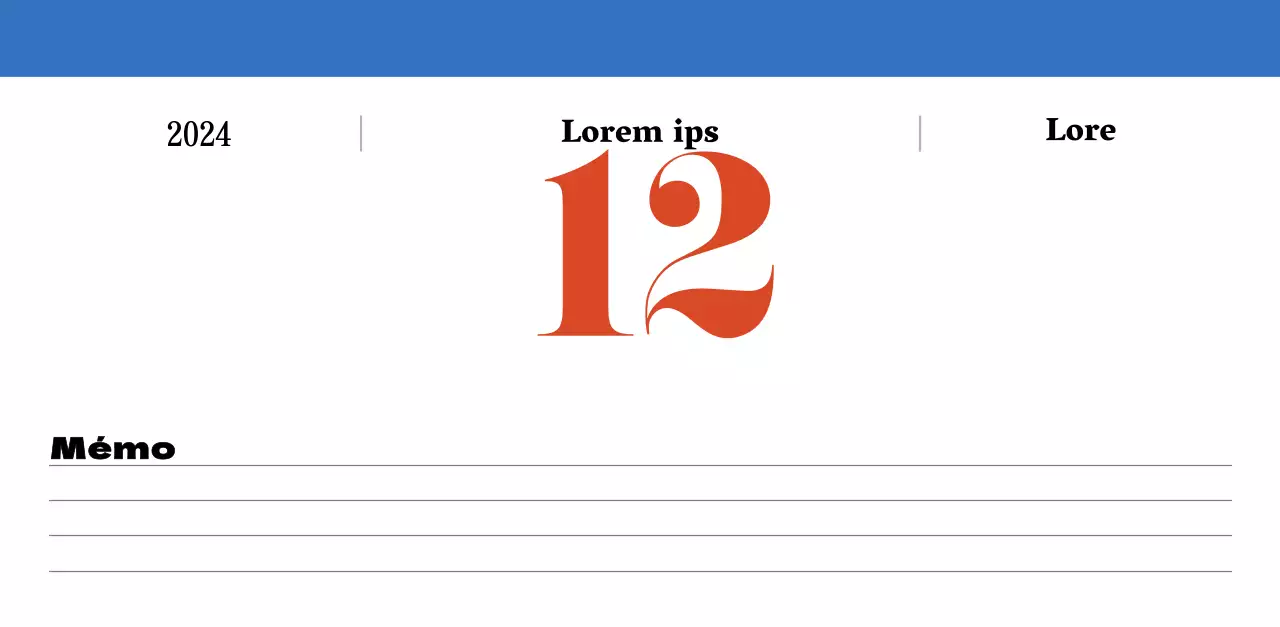 Calendrier rétro conceptuel de la nostalgie en rouge et bleu