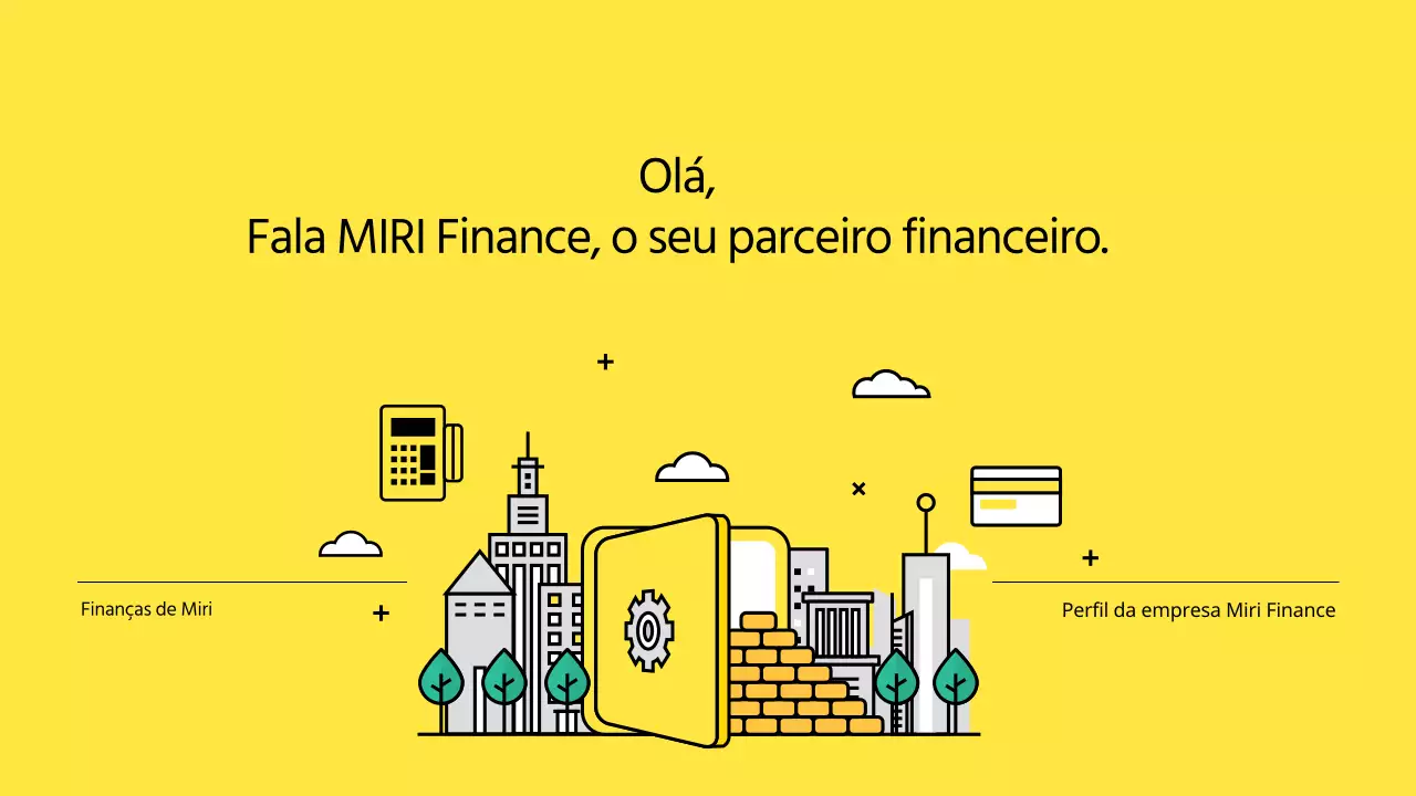 Um perfil de empresa financeira minimalista em amarelo e branco