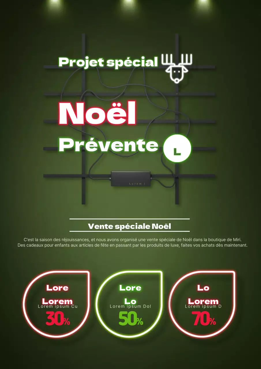 Faites la promotion de votre événement de Noël avec un concept d'enseigne lumineuse verte.