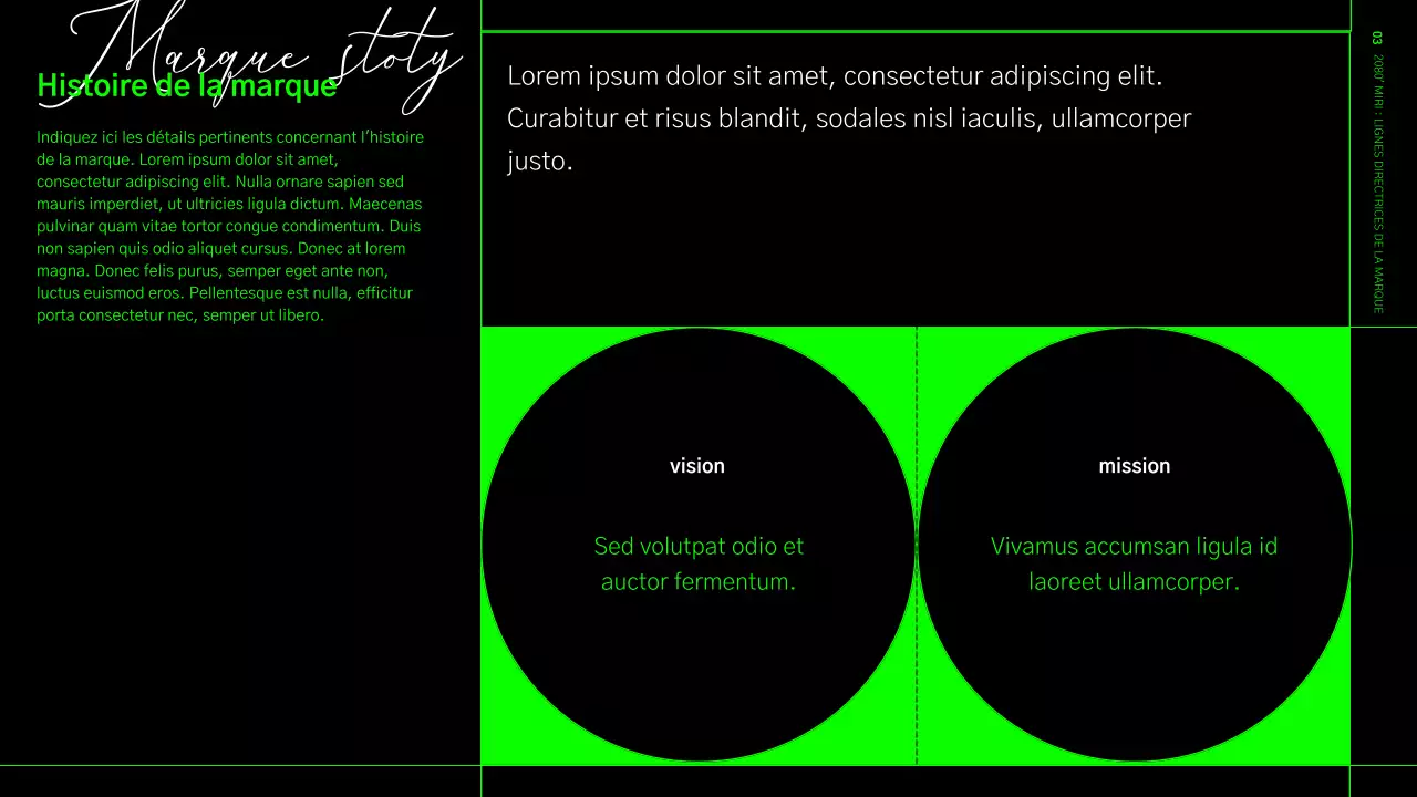 Lignes directrices relatives à l'identité de la marque dans un format quadrillé vert lime et noir