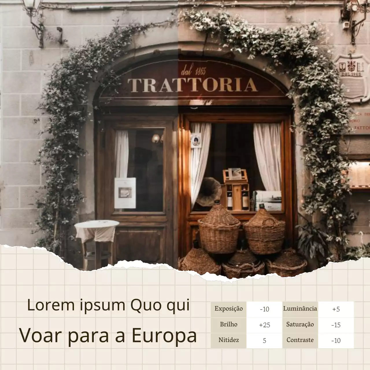 Papel rasgado de Brown e comparação de fotografias para retoque de fotografias