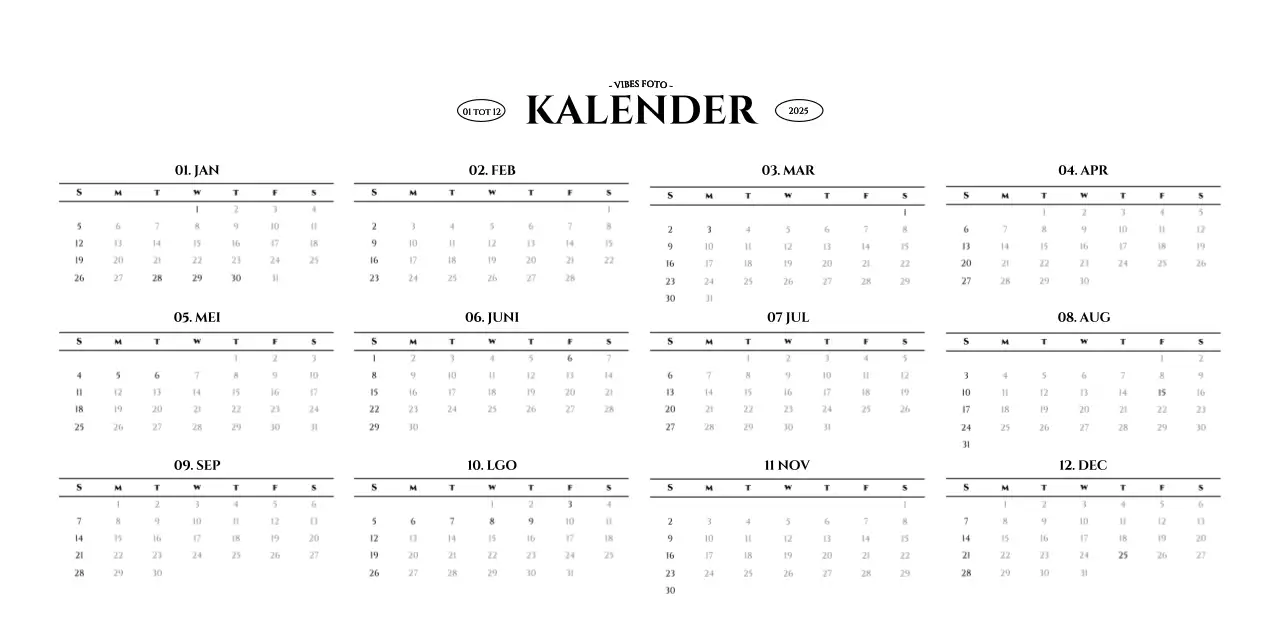 Eenvoudige stijl muurkalender met zwart-wit emotionele reisfotografie concept