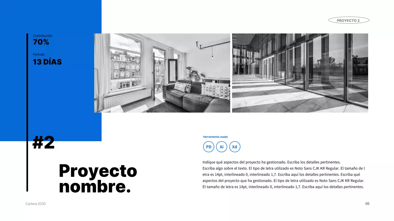 Una cartera azul y organizada