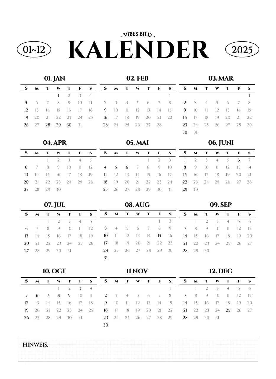 Wandkalender im einfachen Stil mit schwarz-weißer emotionaler Reisefotografie