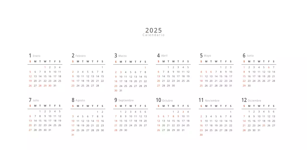 Calendario de interiorismo en blanco y limpio
