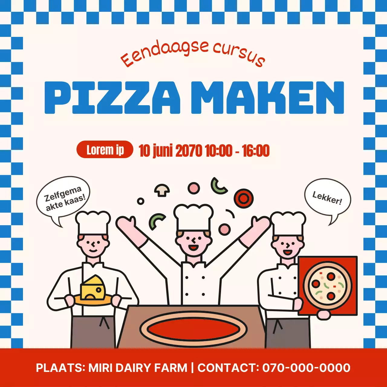 Blue Red Cute Pizza maken eendaagse cursus
