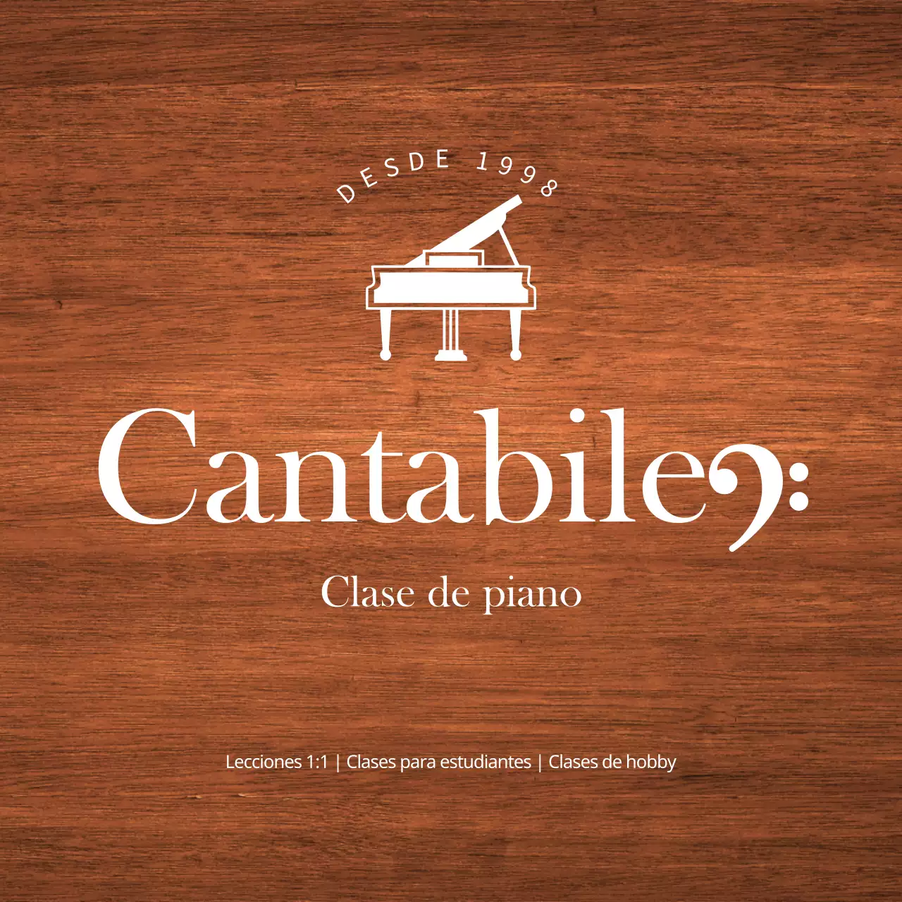 Diseño sencillo de escuela de instrumentos de piano con icono de piano blanco