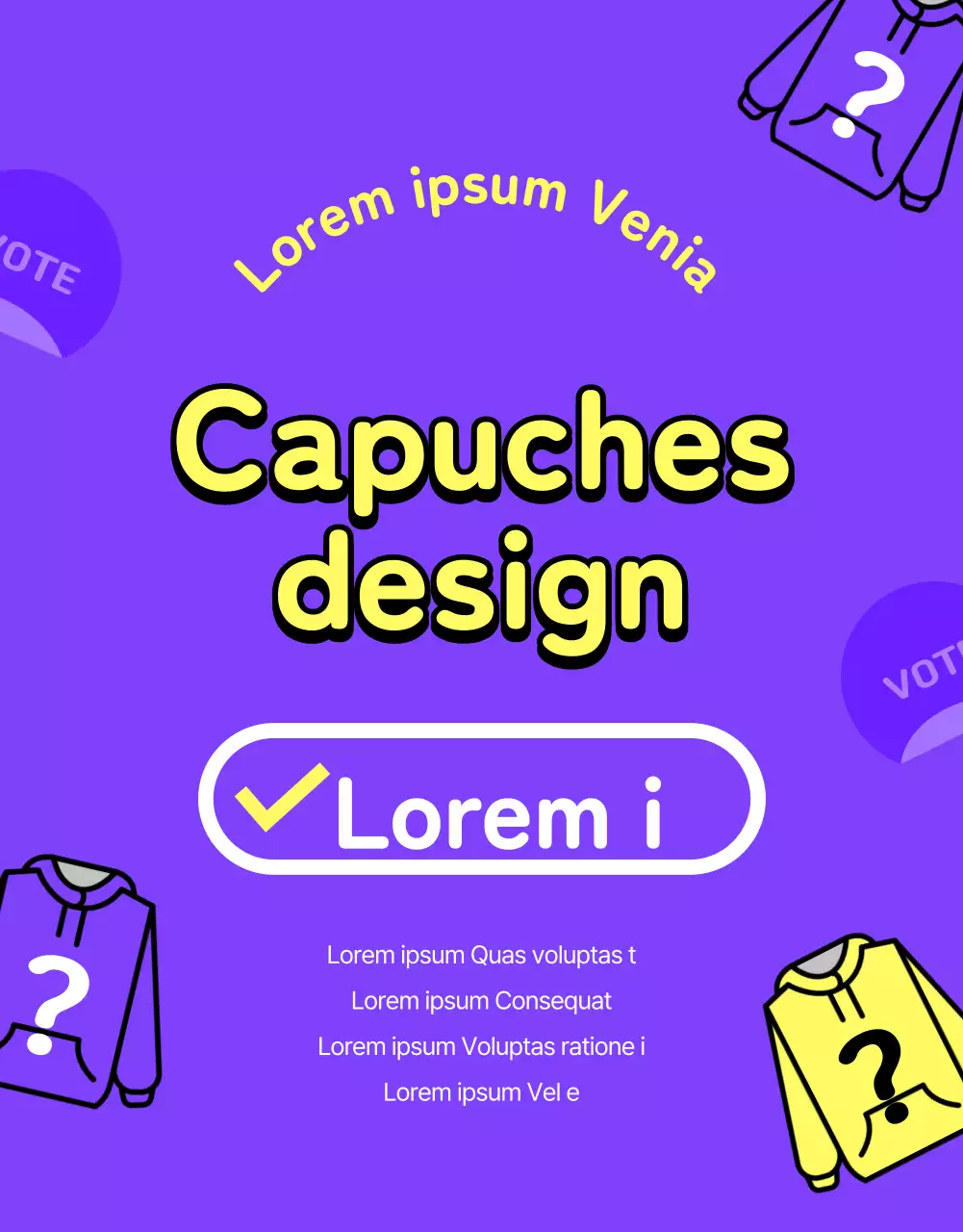 Université minimaliste violette et jaune et guide de vote pour les sweats à capuche