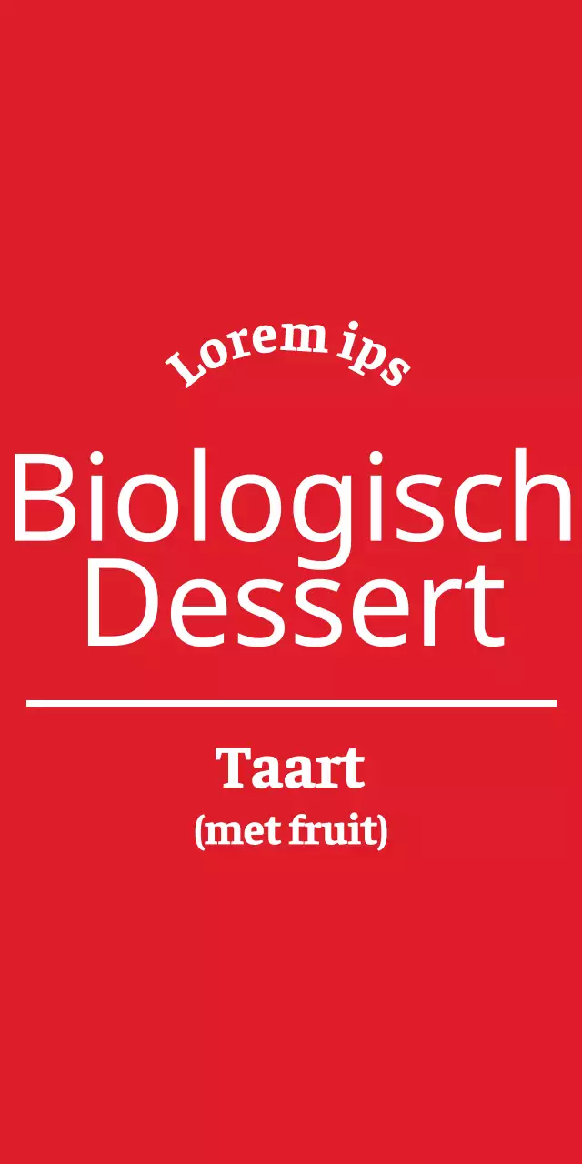 Eenvoudig rood en wit ontwerp voor een milieuvriendelijk veganistisch dessertcafé-concept