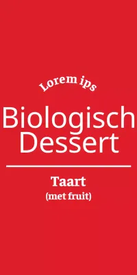 Eenvoudig rood en wit ontwerp voor een milieuvriendelijk veganistisch dessertcafé-concept