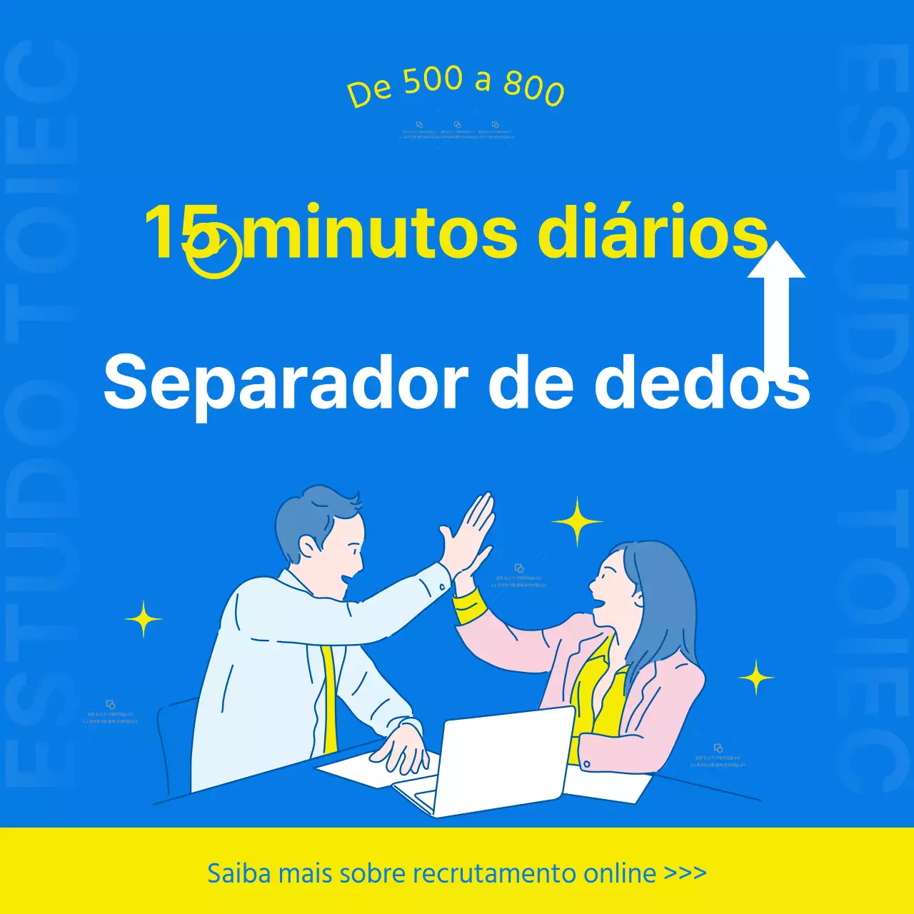 Estudo TOEIC Conteúdo promocional com tons simples de azul e amarelo