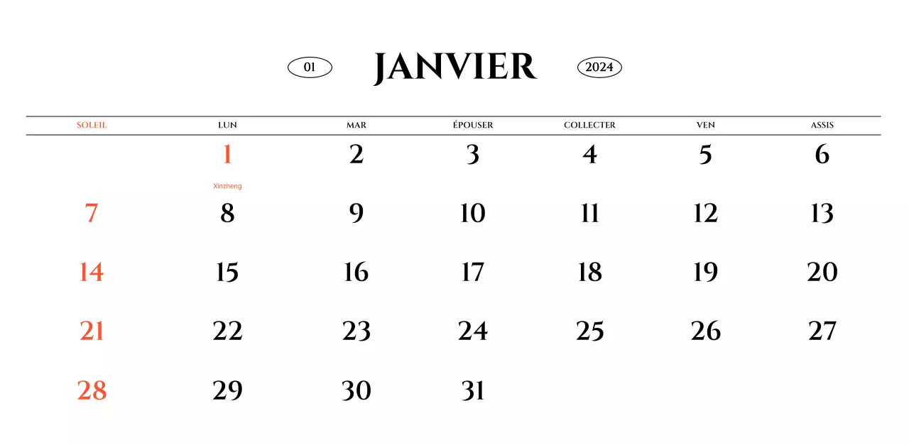 Calendrier mural de style simple avec concept de photographie de voyage émotionnelle en noir et blanc