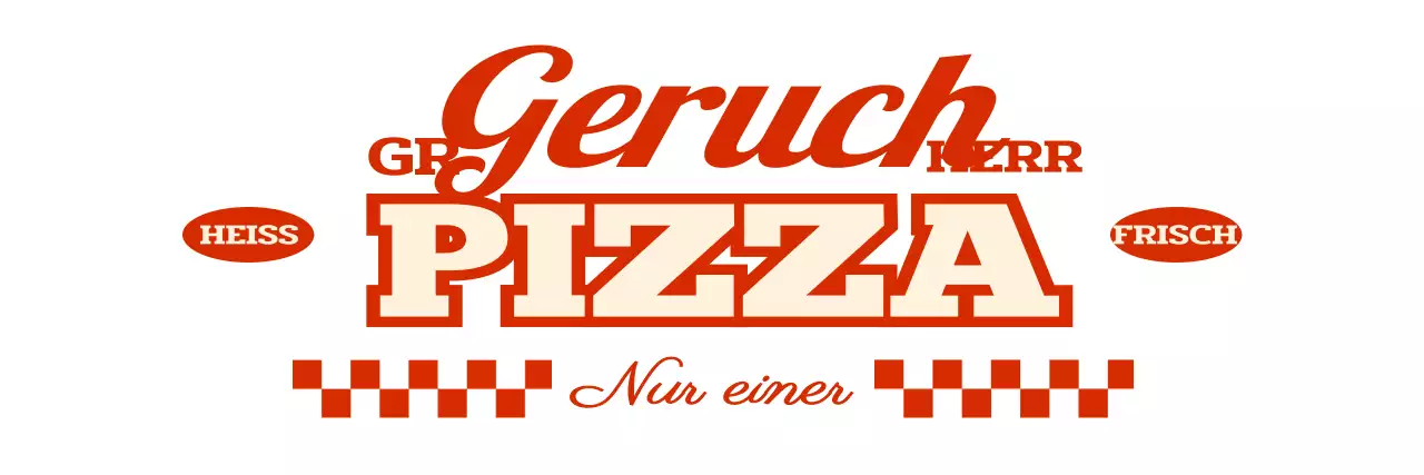 Einzeiliges Schürzendesign mit einem Pizzeria-Logo im Vintage-Stil