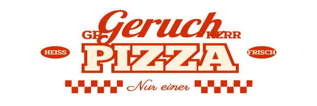 Einzeiliges Schürzendesign mit einem Pizzeria-Logo im Vintage-Stil