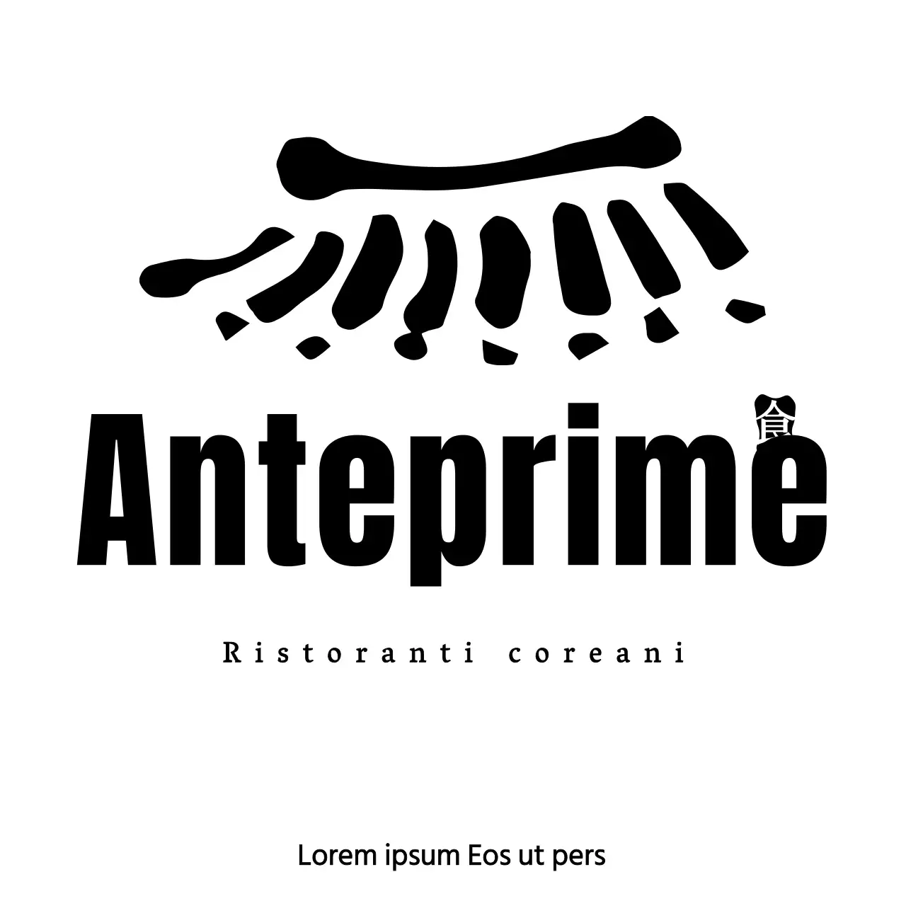 Ristorante coreano con illustrazione di piastrelle nere