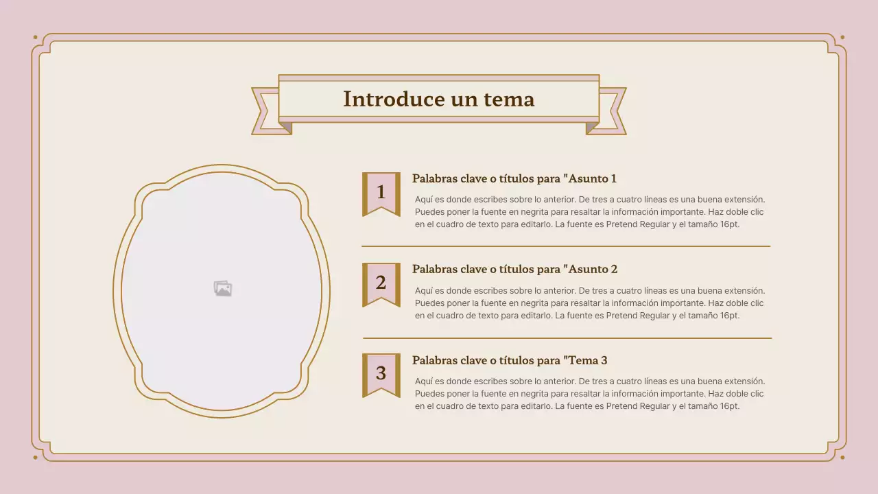 Kit de presentación de marco vintage en rosa y dorado