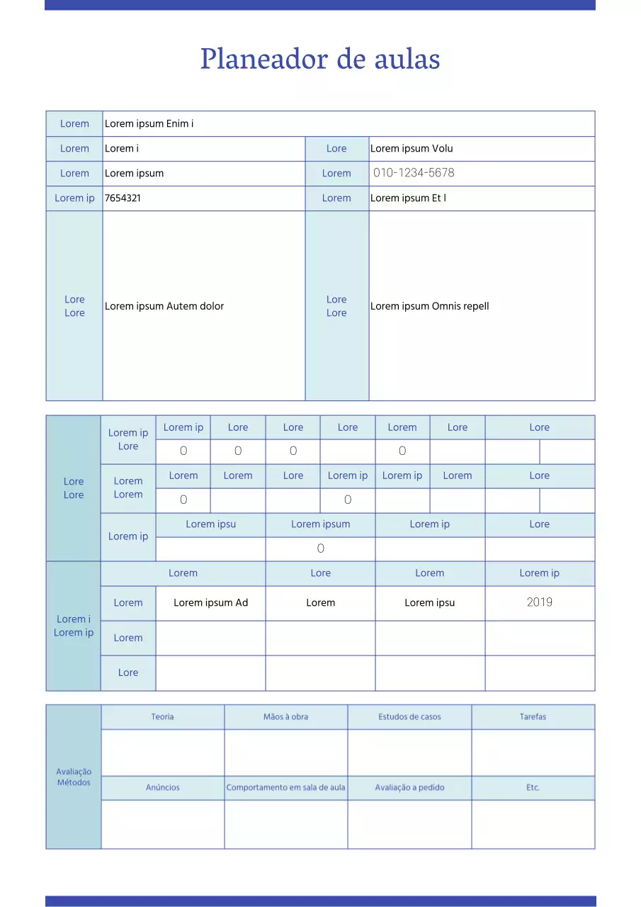 Programa de estudos simples a azul