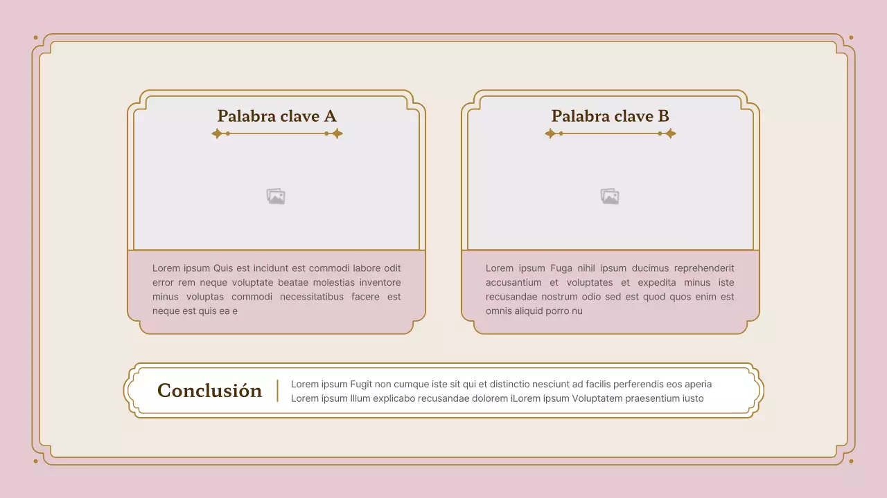 Kit de presentación de marco vintage en rosa y dorado