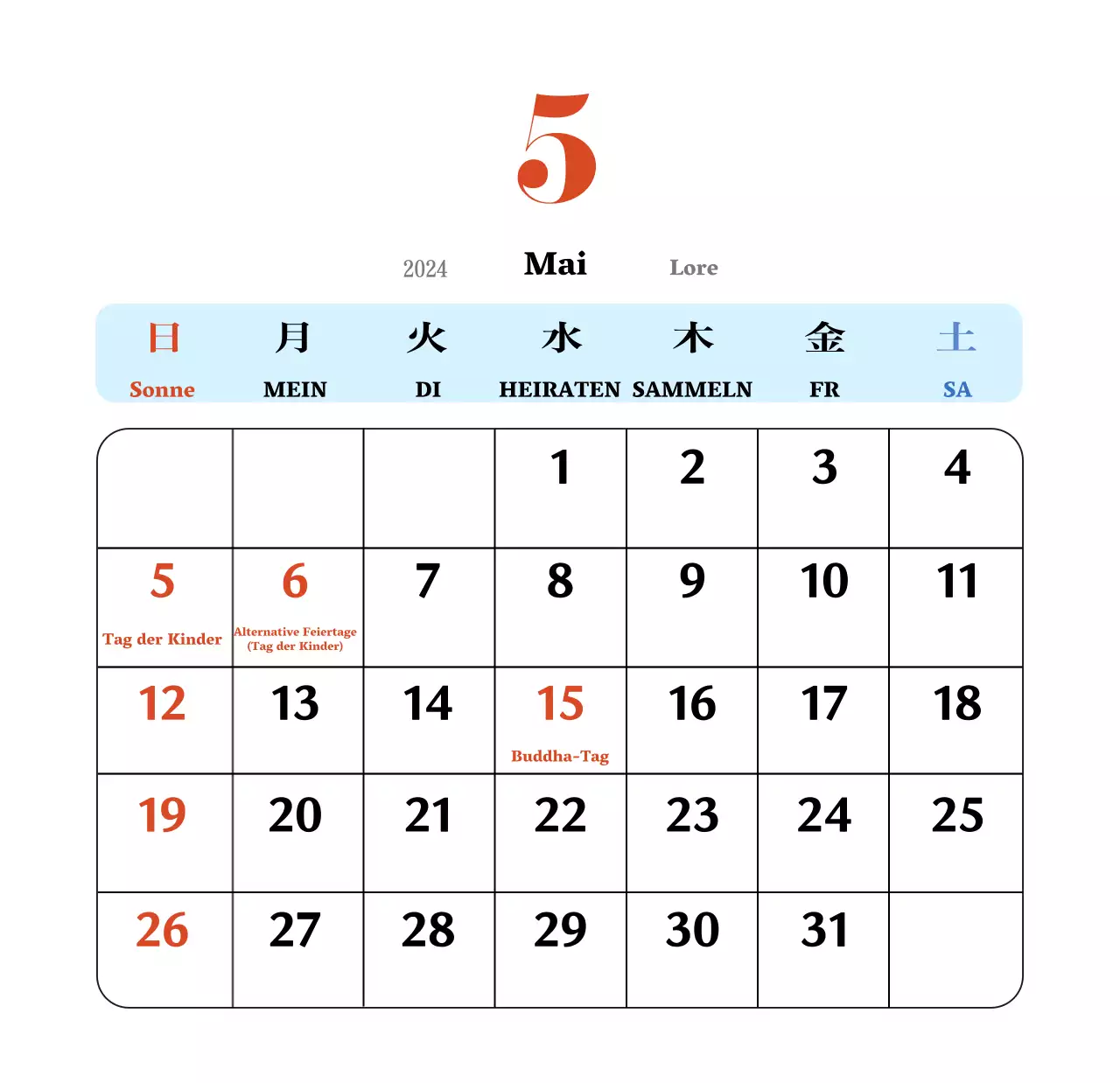Retro-Konzept Nostalgie-Kalender in rot und blau