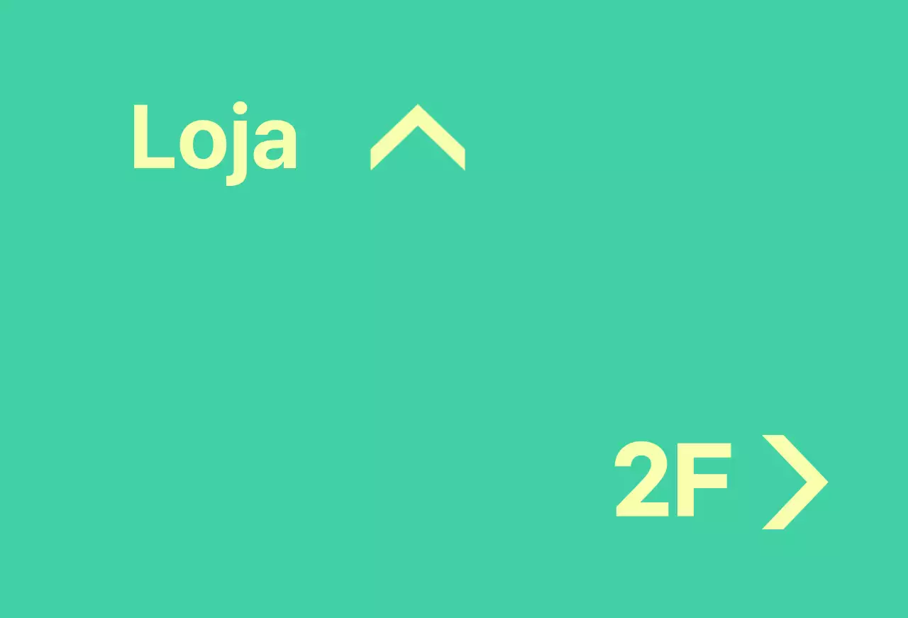 Balsa de menta e amarela com instruções de localização