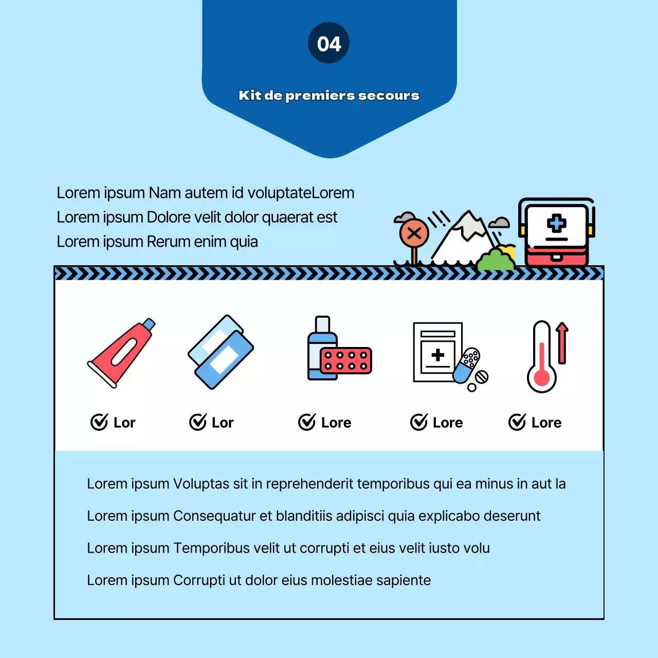Surligner les illustrations en jaune Créer le sac de survie de ma famille