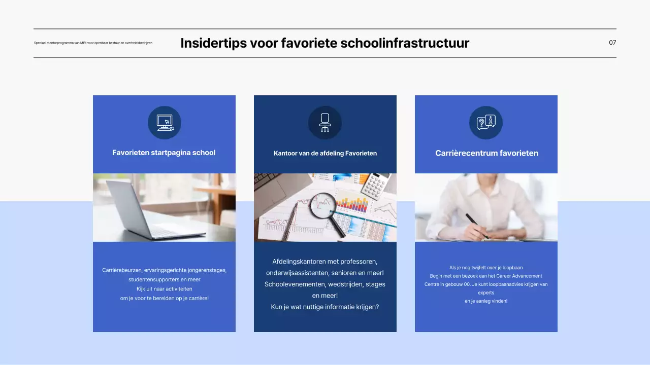 Presentatie van het speciale mentorprogramma voor blauwe overheidsbedrijven