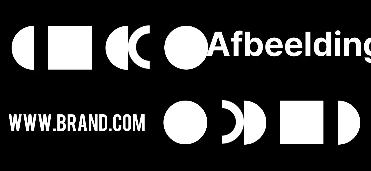 Een eenvoudig zwart-wit ontwerp met illustraties van vormen en je merklogo