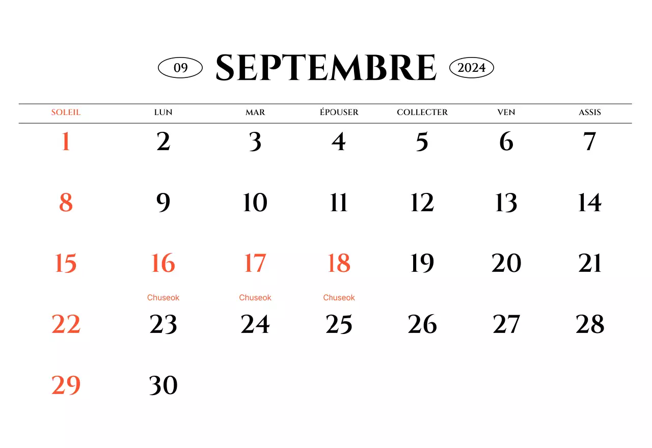 Calendrier mural de style simple avec concept de photographie de voyage émotionnelle en noir et blanc