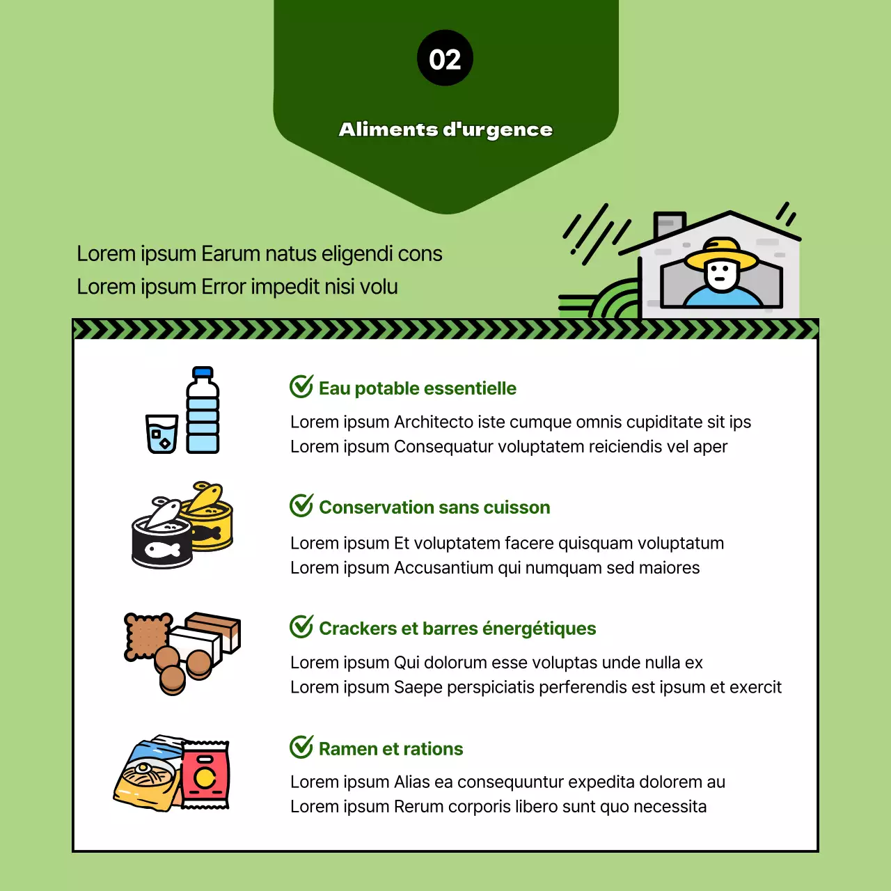 Surligner les illustrations en jaune Créer le sac de survie de ma famille