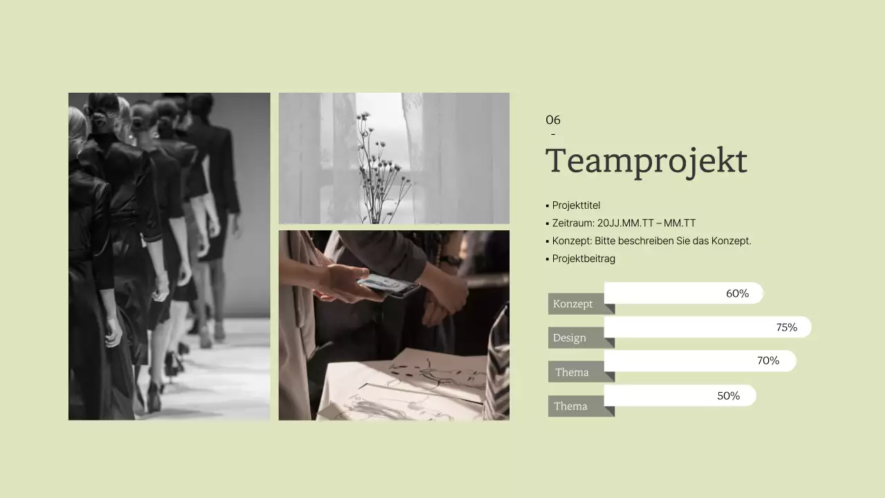 Einfaches Modedesign und Portfolio in Pastellfarben