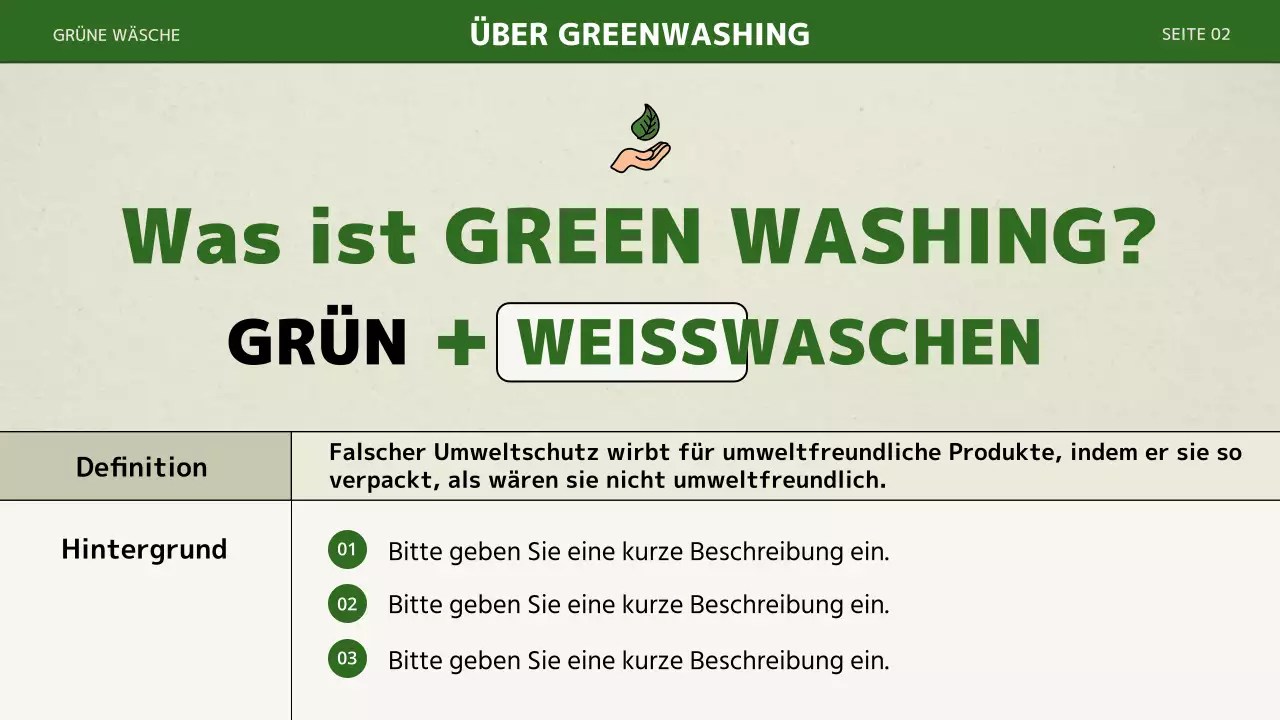 Eine einfache, grün gewaschene Präsentation mit grünen Farben