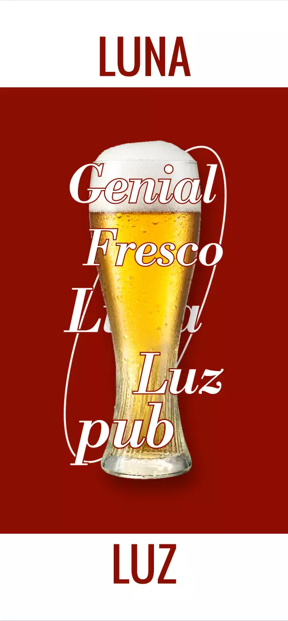 Emotivo pub con fotos y logotipo de vino y cerveza blanca