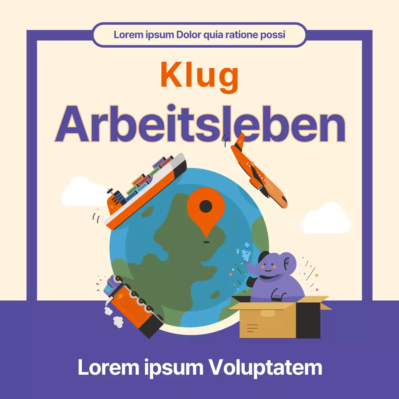 Lila, minimalistische Übersee-Direktwerbung - Schadensprävention erklärt