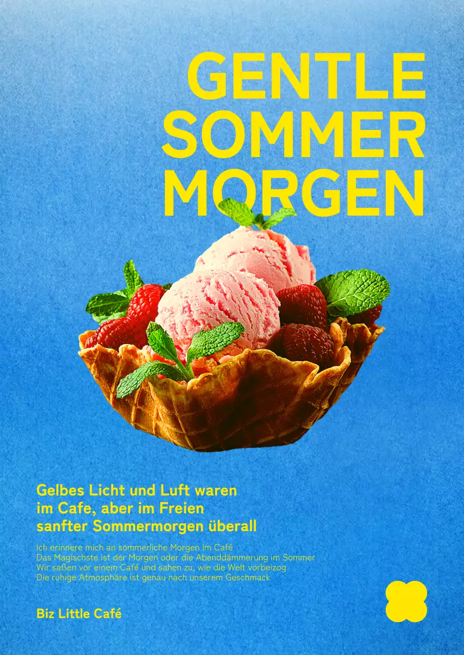 Coole Speisekarte für ein Eiscafé mit blauem Hintergrund