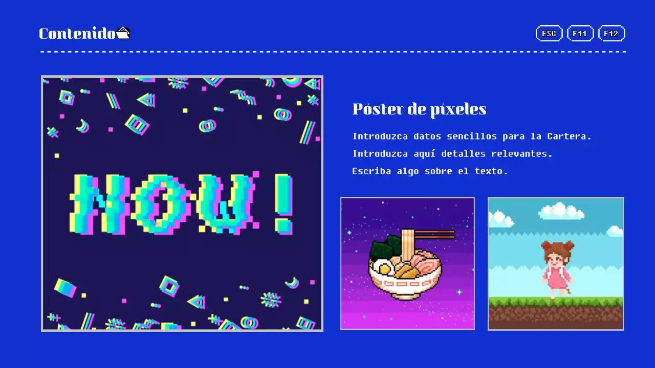 Presentación de la cartera en azul y amarillo