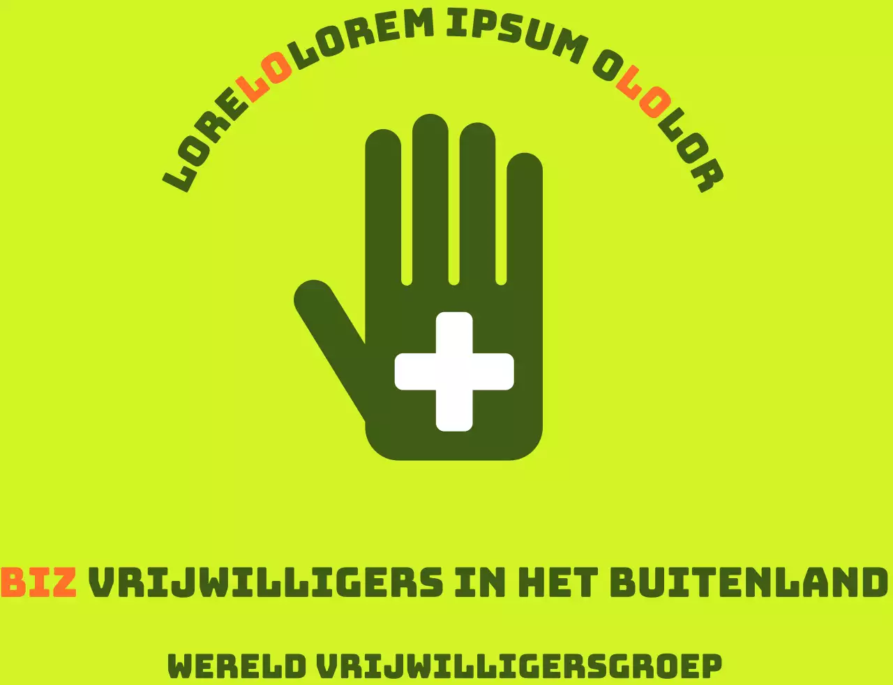 Vrijwilligerswerk in het buitenland vest met eenvoudig groen-oranje logo