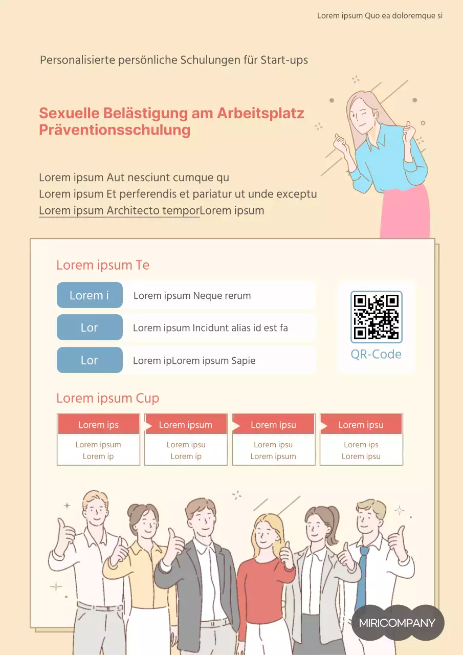 Einfaches illustriertes Webposter zur Prävention von sexueller Belästigung am Arbeitsplatz