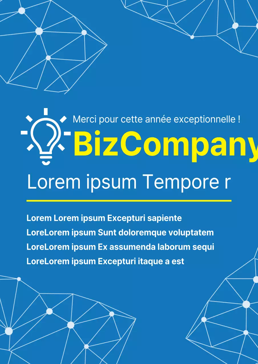 Affiche promotionnelle simple, bleue et jaune, pour une fête d'entreprise
