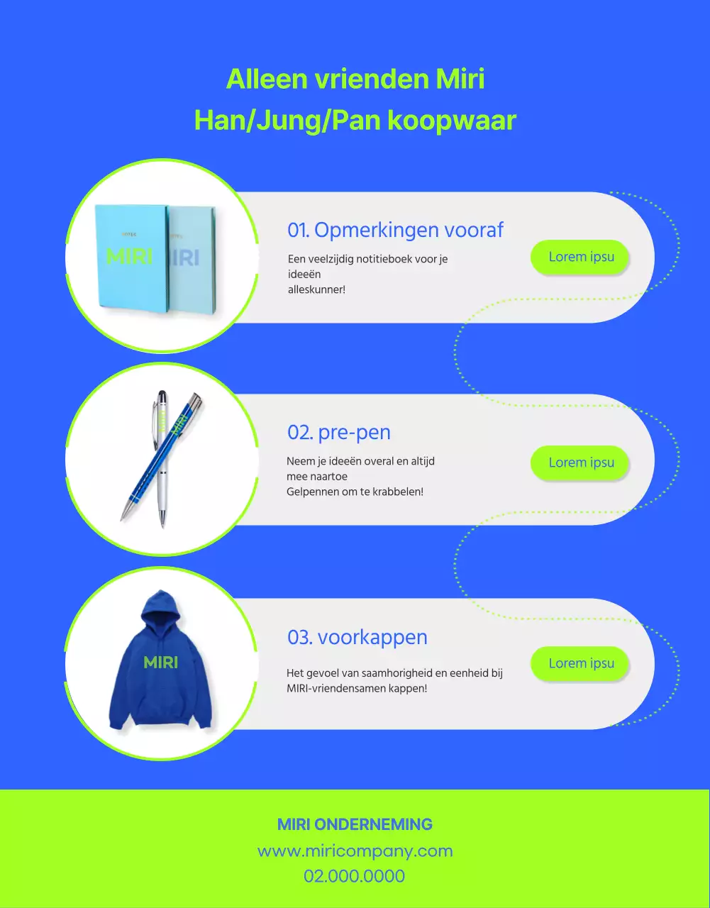 Supportersaankondiging in een levendig blauw en groen kleurenschema
