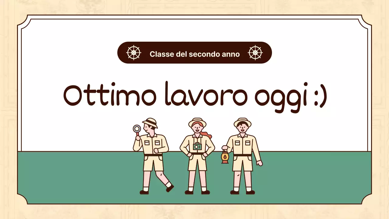 Le illustrazioni storiche in beige e verde evidenziano le lezioni di storia del mondo