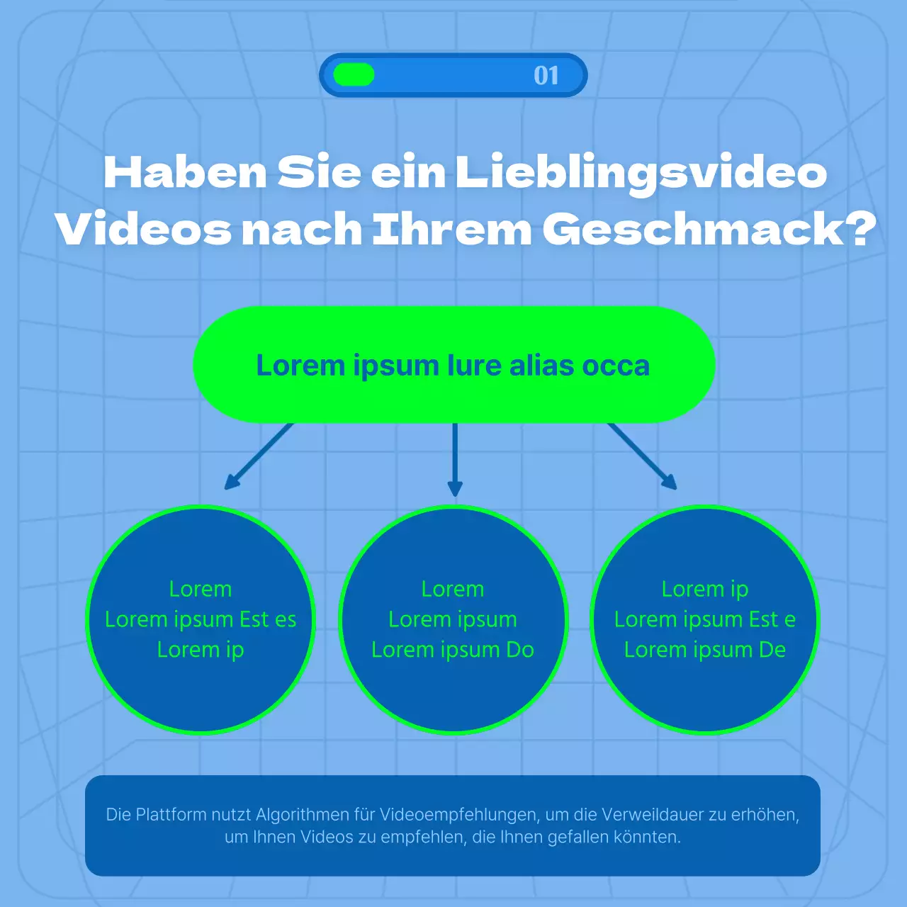 Algorithmisches Empfehlungsthema mit blauem Hintergrund und Verbindungslinien