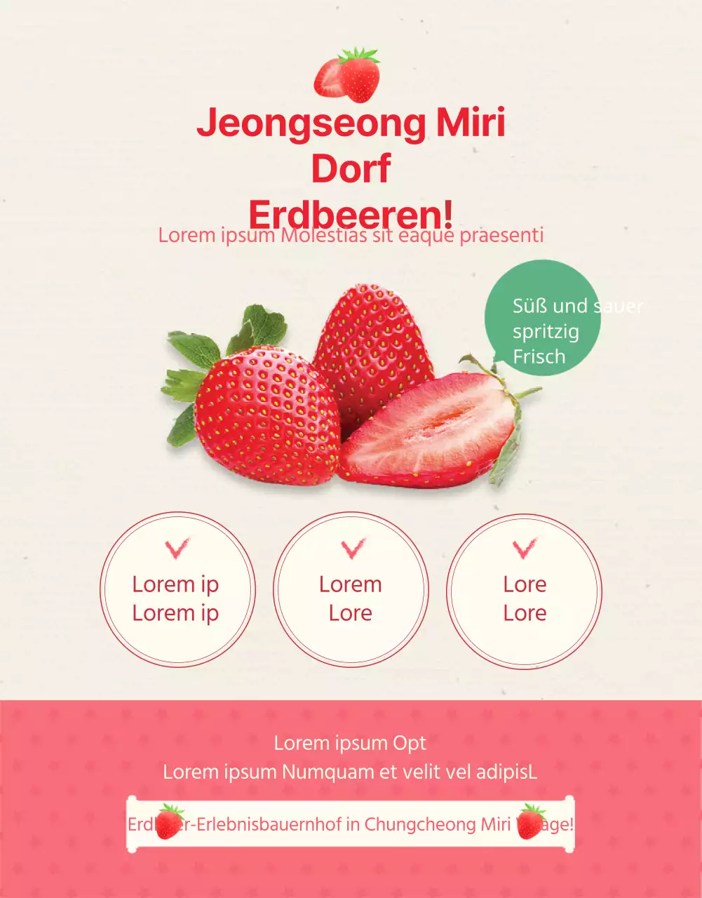 Rosa illustrierte Erdbeer Farm Erfahrung Details