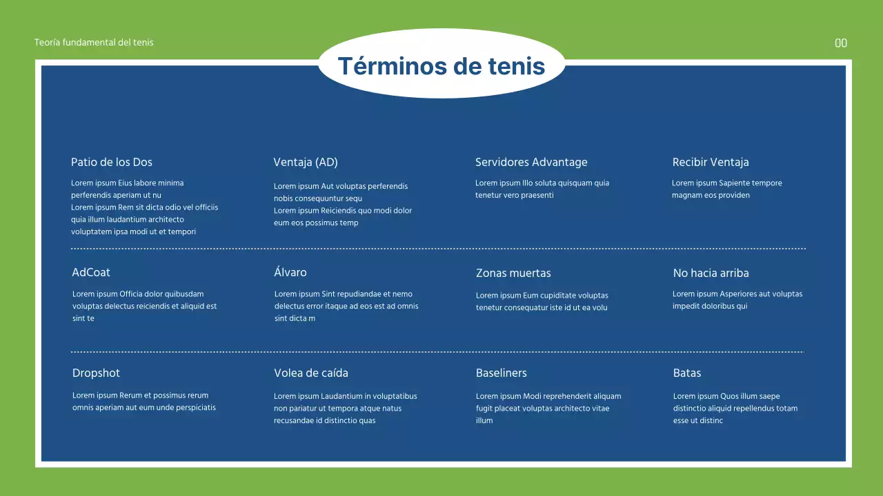 Explicación de la teoría de los fundamentos del deporte verde y azul Presentación en la escuela media