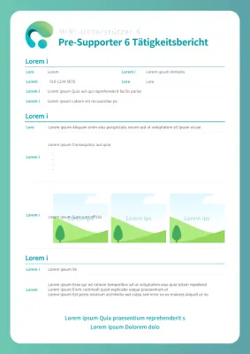 Ein einfacher mintfarbener und weißer Bericht über die Unterstützeraktivitäten von College-Studenten