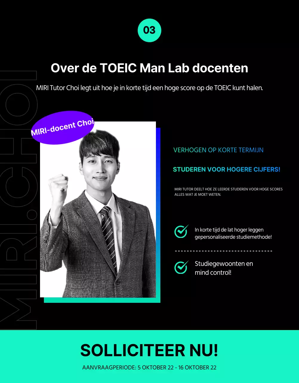 Sluit je aan bij het hippe blauwe en mintkleurige TOEIC-studieteam